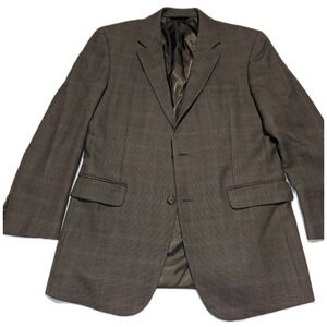 Jos A Banks Hounds Tooth Brown Sport Coat 100% Wool 42R